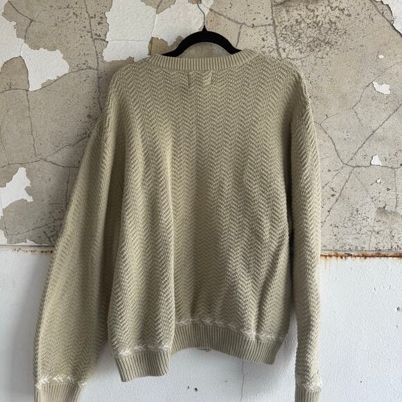 Vintage Sweater Womens XL 90s Herringbone Knit Snowy Cabin Embroidered Logdecore - Picture 7 of 7